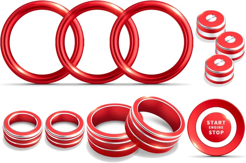 Polodunn for Nissan Sentra Accessories 2020-2025, 12pcs Trim Set - Air Conditioning, Volume Tune Knob Covers, Air Vent Outlet Covers/Rings, Push Start Button Cover/Ring (Red) - Image 1